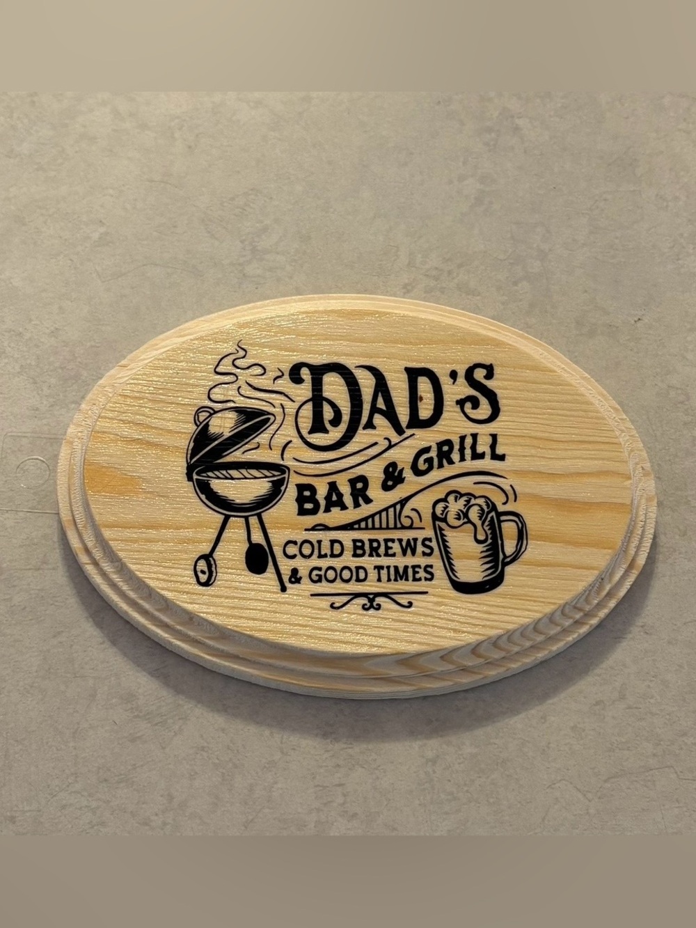 Dad's Bar & Grill Wooden Plaque - Natural Wood